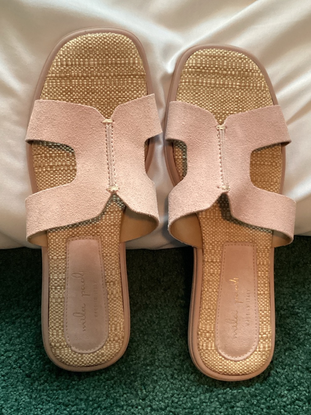 Mila Paoli Blush Pink Suede Slide Sandals Made in Italy